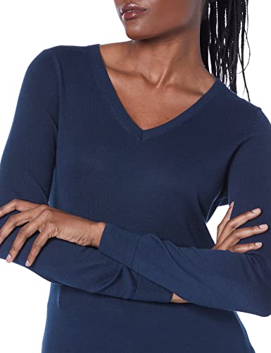 Amazon Essentials Women's Classic-Fit Lightweight Long-Sleeve V-Neck Sweater (Available In Plus Size), Navy, 2X #TOP2