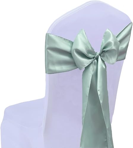 SINSSOWL Paquete de 50 cintas para sillas de boda, color verde salvia, para sillas de boda, 7 x 108 pulgadas, cintas para sillas de fiesta, fiesta,