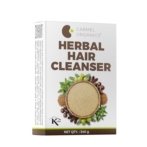 Image of CARMEL ORGANICS Herbal Hair Cleanser Powder 340 Grams | Blend of Soapnut, Shikakai, Amla, Fenugreek & Bhringraj Powder, Nourishes the Scalp and Hair With Essential Nutrients