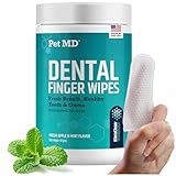 Pet MD Pet Dental Finger Wipes for Dogs - Plaque and Tartar Remover for Dogs to Improve Oral Care - Pet Teeth Cleaning Finger Wipes for Healthy Gums and Fresh Breath - Fresh Apple & Mint, 50ct