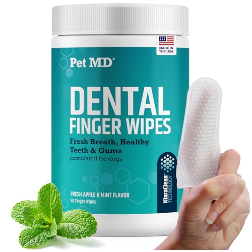 Pet MD Pet Dental Finger Wipes for Dogs - Plaque...
