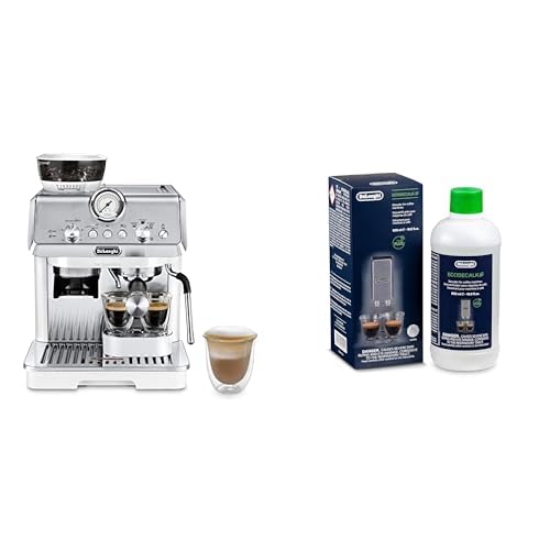 De'Longhi La Specialista Arte EC9155.W, Espresso Siebträgermaschine, Espressomaschine mit Professioneller Milchaufschäumdüse, 8 Mahlstufen, inkl. Barista-Kit, 1550 W, Weiß mit DLSC 500 Entkalker