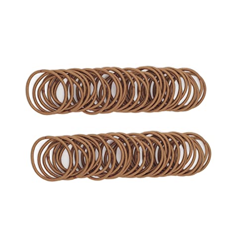 100 Pcs Baby Girls Hair Ties No Crease Hair Bands Elastic Ponytail Holders Thin Hair (2 mm x 2.5 cm,Light Brown)