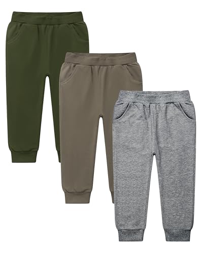 Image of GFQLONG Toddler Boys 2 Pack Cotton Active Jogger Sweatpants,Kids Casual Athletic Solid Pocket Pull On Pants