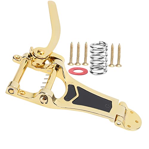Golden Zinc Alloy Guitar Tailpiece Tremolo Bridge Replacement with Hand Crank, Installation, Height, Improves Volume and Sustain