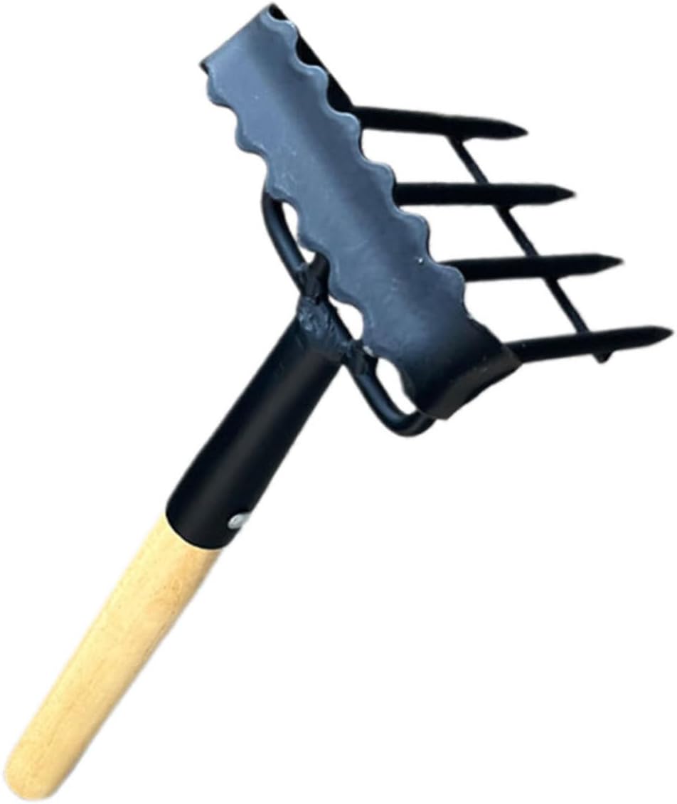 balacoo Small Garden Rake Ergonomic Hand Tool for Weeding Digging and Soil Loosening Design for Home and Outdoor Gardening Tasks