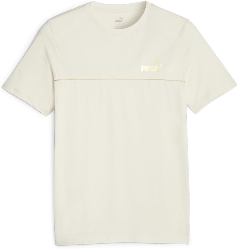 PUMA Mens Essentials Minimal Gold Logo Crew Neck Short Sleeve Casual Tops Casual - Blue