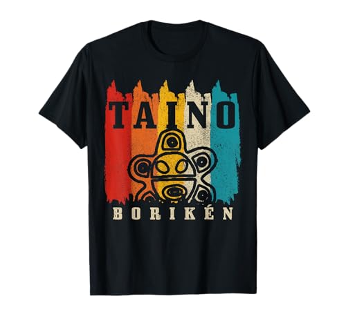 Taino Boriken Vintage Retro Sun Portorico Taina Boricua Maglietta