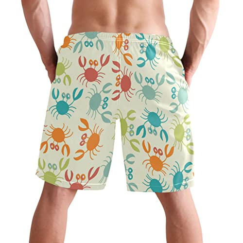 visesunny Crab Colorful Pattern Men's Swim Trunks Quick Dry Bathing Suits Beach Swim Shorts2