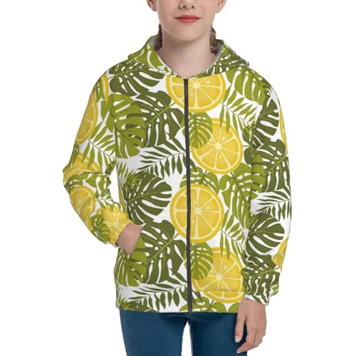 Citrus and Leaves Kids Pullover Hoodies Boys Zip Up Sweatshirts Girls Athletic Clothes with Pocket3