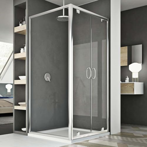 Idralite Mampara de Ducha 80x130 Ap. 130 CM H185 Transparente Mod. Sintesi Duo 2 Hojas