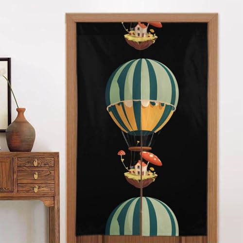 Cortina de dos paneles estampada con diseño original de setas para puertas interiores 5