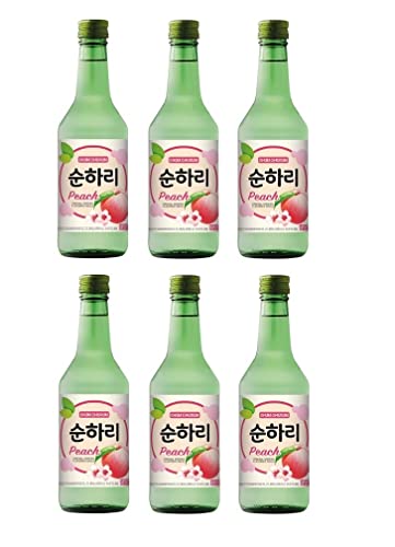 bick.shop® 6x Soju 360ml Korea original 12-13% Vol Alk. Branntwein Reiswein koreanischer Wodka Jinro (Pfirsich)