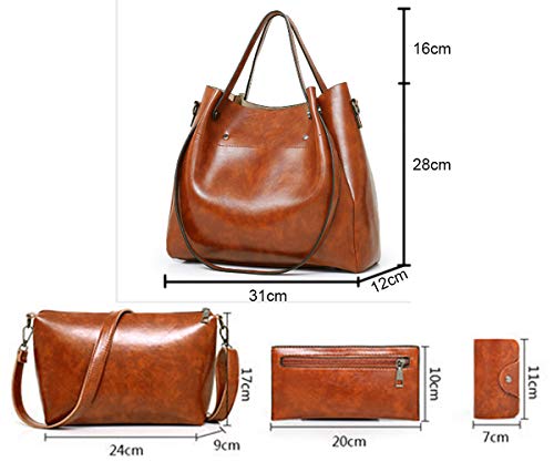 Women Handbags PU Leather Bag Shoulder Portable Messenger bag Purses 4 Pcs Set2