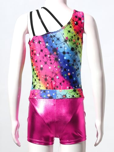 Kids Girls 2Pcs Gymnastics Outfits Sleeveless Dance Leotard with Shorts Set Athletic Biketard Dancewear Swimwear4