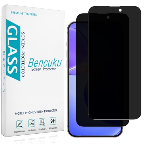 Bencuku (2 Pack) Privacy Screen Protector for iPhone 16 Anti Spy Tempered Glass Anti Scratch Bubble Free Case Friendly
