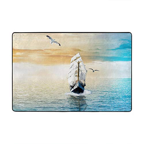 Tapis de salon bleu marine Ruchen grand format doux et isolant - 2