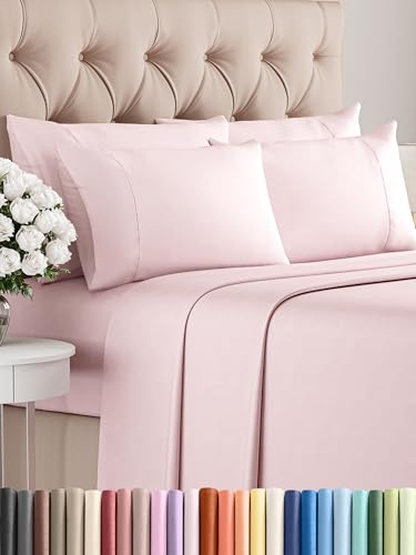 King 6 Piece Sheet Set - Cooling & Breathable Bed Sheets - Hotel Luxury Bed Sheets for Women, Men, Kids & Teens - Bedding w/ Deep Pockets & Easy Fit - Soft & Wrinkle Free - King Lavender Pink Sheets