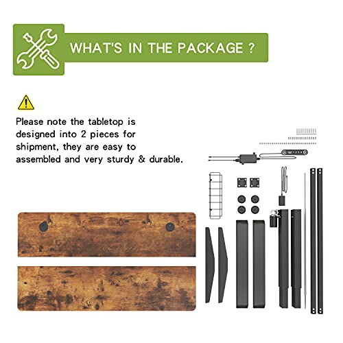 Radlove Electric Standing Desk 48 X 24 Inches, Height Adjustable Computer Desk Sit Stand Desk Home Office Desks With Splice Board And A Under Desk Cable Management Tray, Rustic Brown Top/Black Frame #TOP6