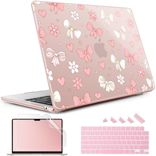 May Chen for M5 MacBook Air 13.6 Inch Case 2026 2025 2024-2022 Release M5 A3449 M4 A3240 M3 A3113 M2 A2681, Plastic Hard Shell Case for MacBook Air 13.6" with Retina Display, Ribbons Girly