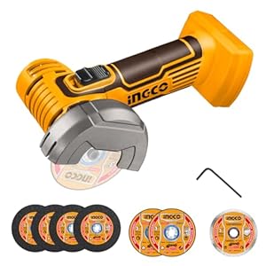 INGCO 20V Mini Cordless Angle Grinder (Body Only) 19500RPM, 76mm Disc Diameter, Mini Cutter Cut-Off Tool M6 for Cutting Polishing and Sharpening CAGLI76011