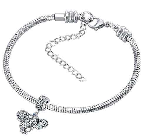 Dwjsu Lucky Elephant Charms Good Luck Symbol Blue Crystal Dangle Animal Bead Charm Fit Pandora Charm Bracelet & Necklace, Dw-New075 #TOP4