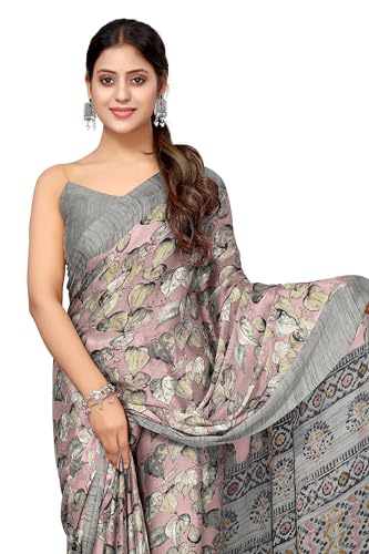 Image of MIRCHI FASHION Women Saree | Plain Weave Chiffon Abstract Printed Office Wear Sari with Blouse
