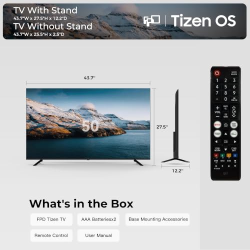 Image of FPD 50 Inch Smart TV Tizen OS, 4K Television Compatible with TV Plus, Dolby Audio, HDR 10, Gaming Hub, SmartThings, Built-in Airplay & Miracast, eARC, Voice Control Flat Screen Television (AT50)