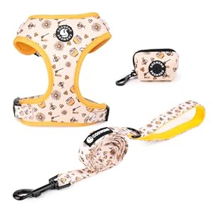 Dog Harness and Leash, Poop Bag Holder 3 Sets, Easy Walk No Pull Adjustable Puppy Cat Vest Harness with Soft Mesh Padded, Pet Supplies for Extra-Small/Small Medium Dogs Kitten