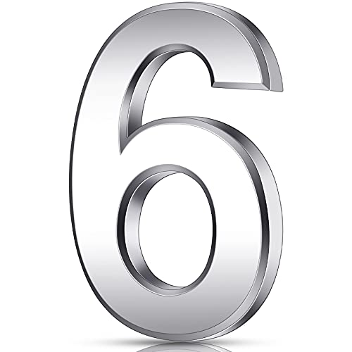3 Pouces 3D Numéros de Boîte aux Lettres Numéros de Maison Auto-adhésifs Numéros d'Adresse Étanches Autocollants de Numéro de Rue de Porte pour Maison Appartement Hôtel Porte, Argent (6) Cover