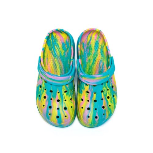 Image of Generic Boys&Girls Classic Marbled Tie Dye Clog shoes Camouflage Clogs size5, Blue Yellow