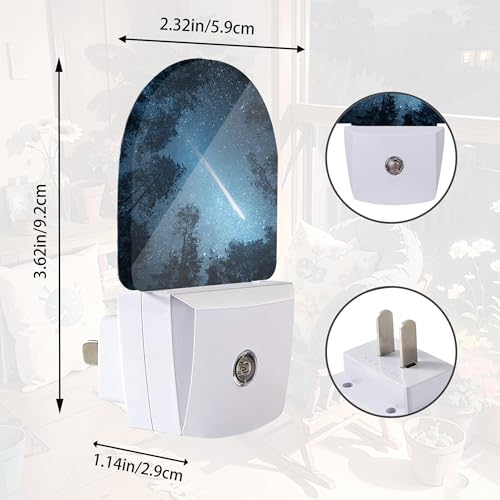 Image of Forests Stars Meteors Night Light,Night Lights Plug into Wall with Dusk to Dawn Sensor,Lamp for Bedroom Bathroom Hallway Nightlight for Women Girls