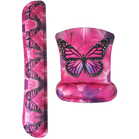 Keyboard Wrist Rest Pad and Memory Foam Non Slip Mouse Wrist Rest Support Mouse Pad - Durable & Comfortable & Lightweight for Easy Typing & Pain Relief-Ergonomic Support (Purple Butterfly) Cover