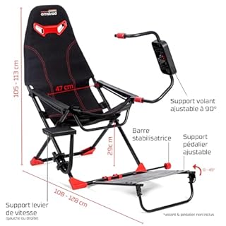 Amstrad AMS-Racing-SIM Siège de simulateur Auto avec Support pour Volant & Levier de Vitesse - 3 Niveaux de réglage Hauteur