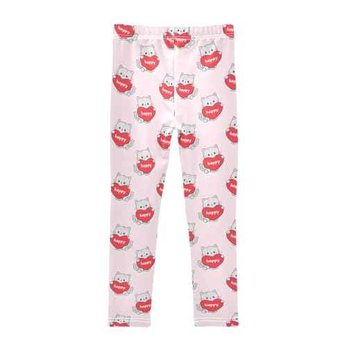 Cute Cat Hearts Pattern Girls Leggings Soft Comfortable Athletic Leggings Dancing Pants for 4-10 Years2