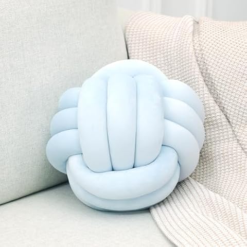 Petrella Knot Pillows Ball Round Throw Pillows Home Decor Cushion Decorative Aesthetic Throw Pillows，ice Blue 11inch Cover