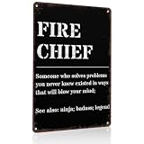 8X12 Inch Aluminum Fire Chief Definition Sign, Vintage Metal Wall Decor for Firefighter Gift, Funny Decorative Plaque for Home Garage Fire Station