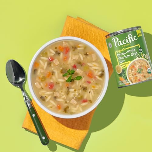 Image of Pacific Foods Organic Greek-Style Chicken Orzo Soup With Lemon and Herb, 16.1 oz Can