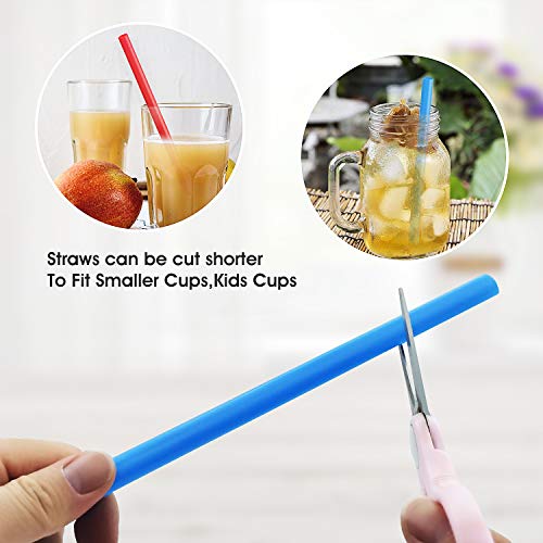 Renyih 300 Pcs Multi Colors Jumbo Smoothie Straws Boba Straws,Plastic Milkshake Straws Disposable Wide-Mouthed Large Individually Wrapped Straws(0.43" Wide X 9.45" Long) #TOP6