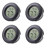 Goabroa 4-Pack Mini Hygrometer Thermometer Fahrenheit or Celsius Meter Digital LCD Monitor Indoor Room Round Humidity Temperature Gauge for Humidors Home Greenhouse Babyroom Reptile Incubator