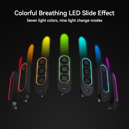 Image of Cooling Fan for PS5, 8.2 Inch, 3-Speed & Auto Adjustment, 7 Color LED, Quiet, Compatible with PS5 Disc /Digital Edition Black