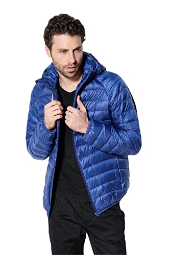 Veste en duvet thermique homme veste d'hiver chaude et légère bleu clair M