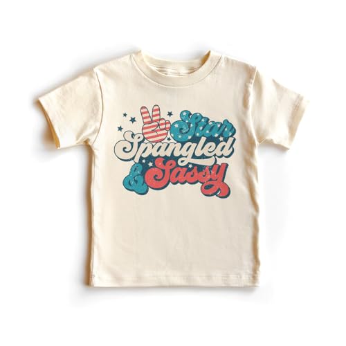Star Spangled And Sassy Retro Toddler Shirt - Funny 4th Of July Outfit - Happy Fourth Girls Shirt - Boho Natural Kids & Youth Shirts