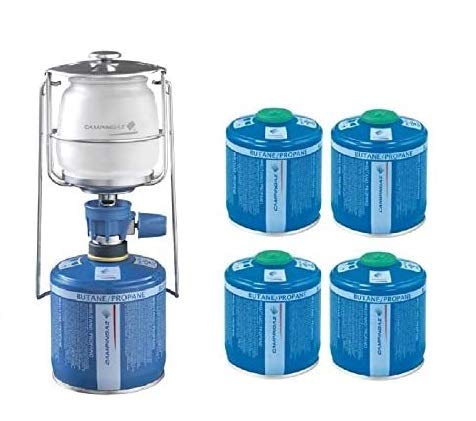 altigasi Linterna lámpara de gas lumogaz Plus Campingaz de 80 W + 4 piezas Cartucho CV 300 de 240 gr
