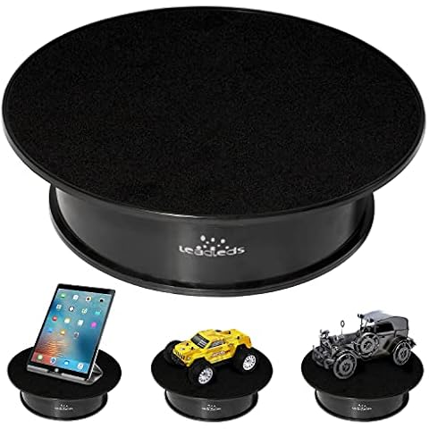 Leadleds 8" Black Velvet Top Motorized Rotating Display Turntable Ideal for Jewelry Hobby Collectible Product Cover