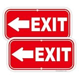 2PC Exit Sign with Left Arrow, 12'x6'Left Arrow Exit Sign for Business, Rust Free Reflective Aluminum Exit Signs with Directional Left Arrow, Fade/Weather Resistant, UV Protected, Easy to Install