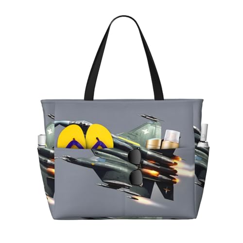 Jet Fighter Large Capacity Foldable Tote Bag Women Beach Tote Bag Handbag Gym Bag Travel Shopping Bag