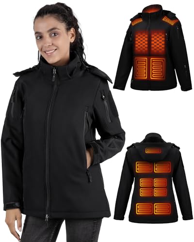 rowcros Heated Jackets for Women - 15 Heating Zones 2025 Winter Soft Heating Coat with Detachable Hood