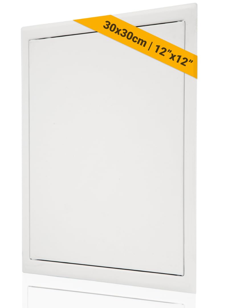 Access Panel 300x300 mm - Steel Access Panel push Lock for Wall, Ceiling, Bath Panel, Outdoor and Indoor Inspection Hatch, Fuse Box Cover, Wires, Meters - Fits Flush to Surfaces
