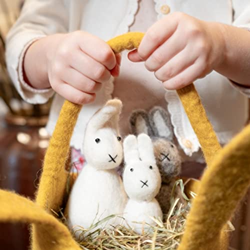 Én Gry & Sif Osterkorb Häschen I Osternest zum Befüllen oder als Osterdeko, hand-made, Osterkörbchen aus Filz, Gelb Kinderkorb